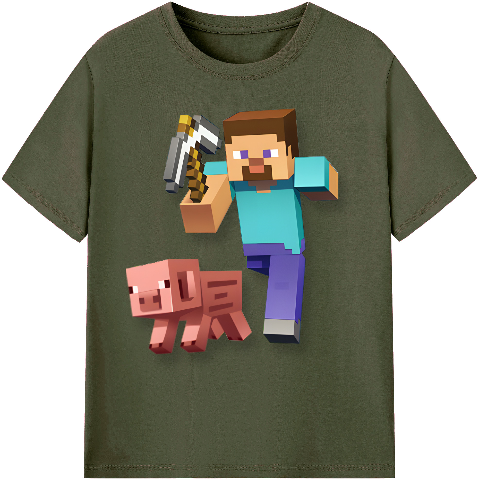 （画像用） マインクラフト ブロックの世界 Minecraft MC Block world 綿100％ メンズ半袖Tシャツ｜肌触りやわらか＆通気性